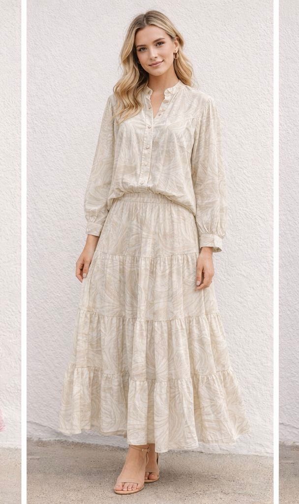 Lola Made in Italy Cotton Two-Piece Set – Tiered Skirt & Blouse