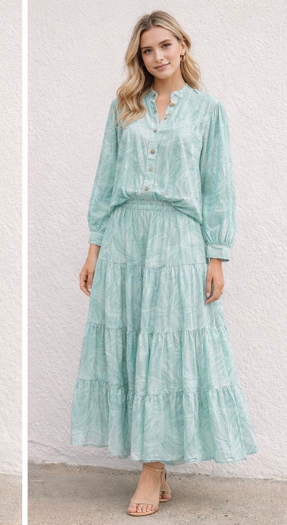 Lola Made in Italy Cotton Two-Piece Set – Tiered Skirt & Blouse